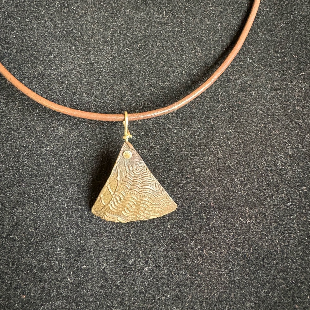 Handcrafted Brass Pendant and Leather  Necklace